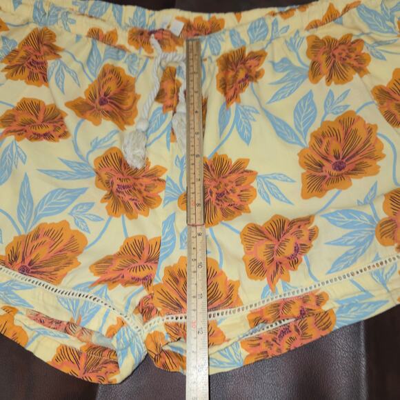 Pact Womens XL Organic Cotton Floral Shorts Yellow Boho Eco-Friendly Beach Comfy - Picture 7 of 15